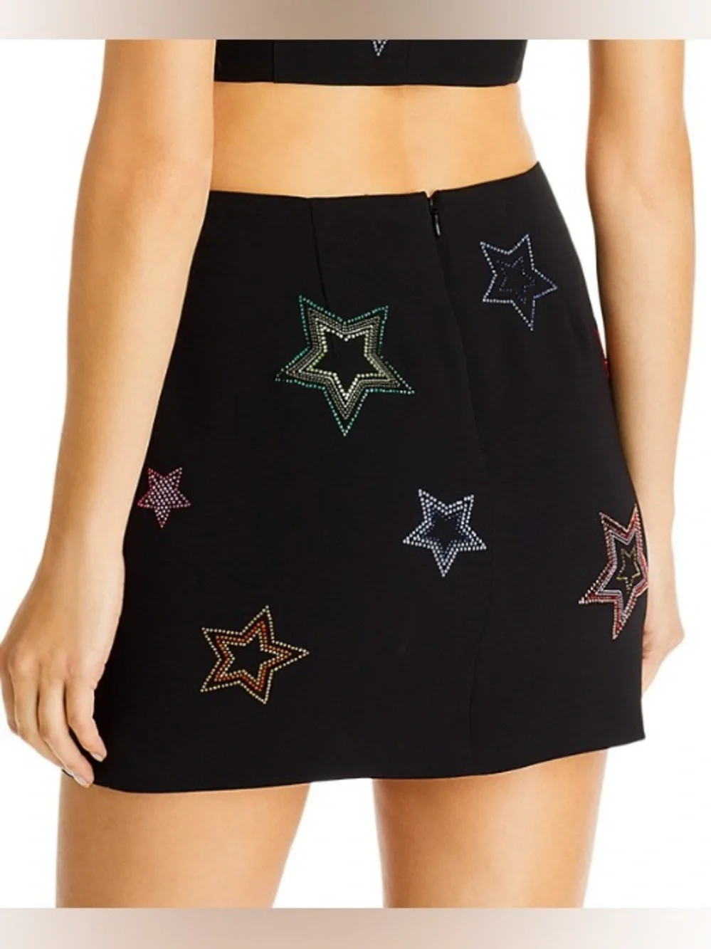 CINQ A SEPT Black Doris Star Embellished Rinestone Mini Skirt Size 6